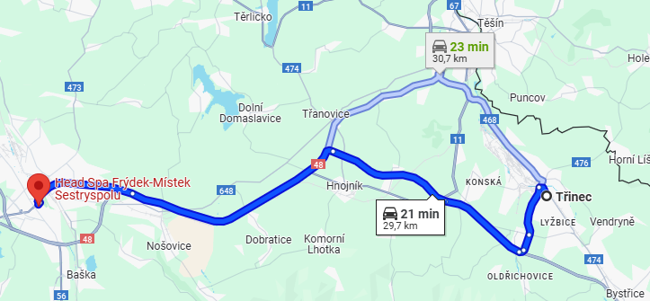 Cesta z Třince do Head Spa Frýdek-Místek. SestrySpolu.